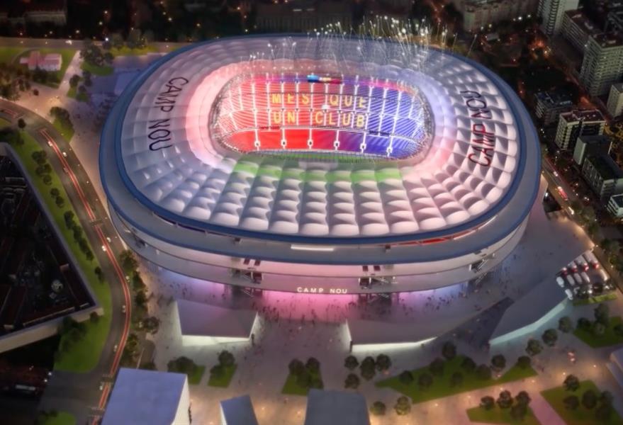 imagen del nuevo estadio del barsa, vista aerea del proyecto de estadio nou camp nou