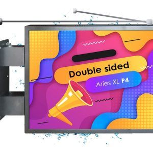 Double-sided Banderola LED Aries XL P4 outdoor advertising display with waterproof design and colorful graphics