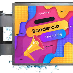 Banderola LED Aries P4 X cuadrada resistente al agua con pantalla publicitaria Full Color para exterior.