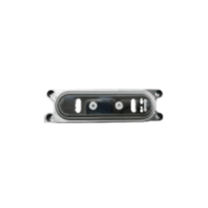 Cámara monocular compacta para kiosko con diseño metálico plateado y lente de alta precisión.