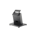 Soporte de mesa para kiosko TPV negro mate con base estable y placa ajustable para terminal de punto de venta.
