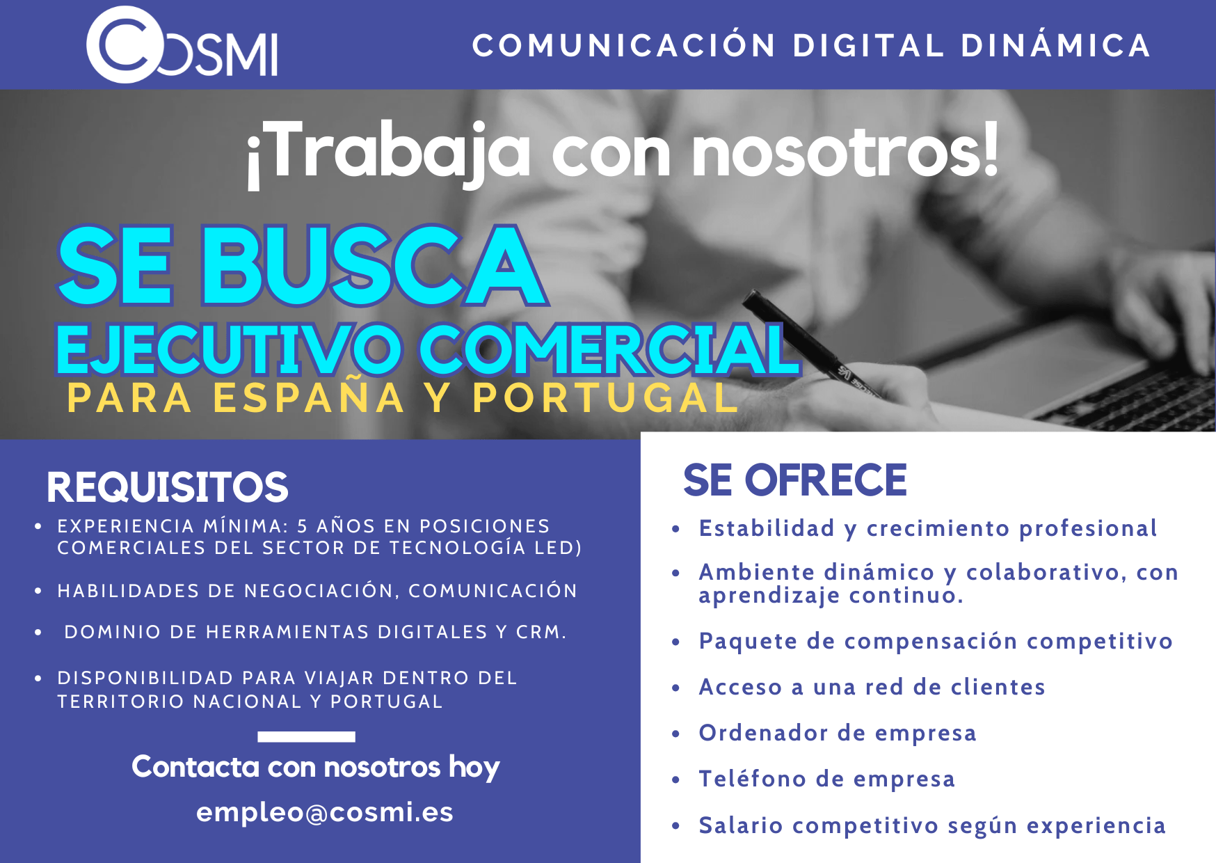 SE BUSCA EJECUTIVO COMERCIAL ESPAÑA Y PORTUGAL