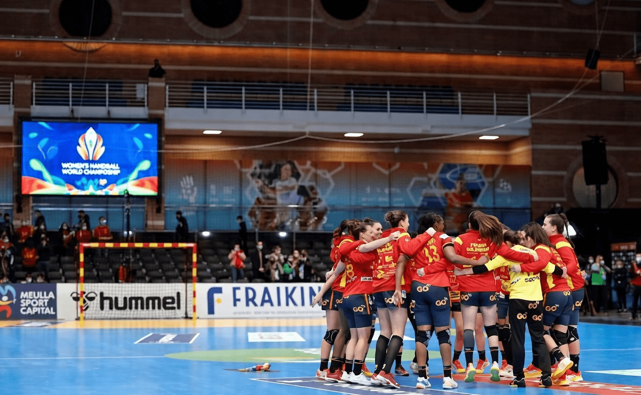 Videomarcador LED P8 profesional en el mundial de balonmano femenino de España.